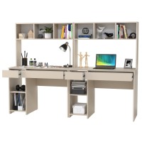 Стол компьютерный Комфорт 12.77F + Стол компьютерный Комфорт 12.77F, цвет сатин, ШхГхВ 200х49,8х147 см., универсальная сборка