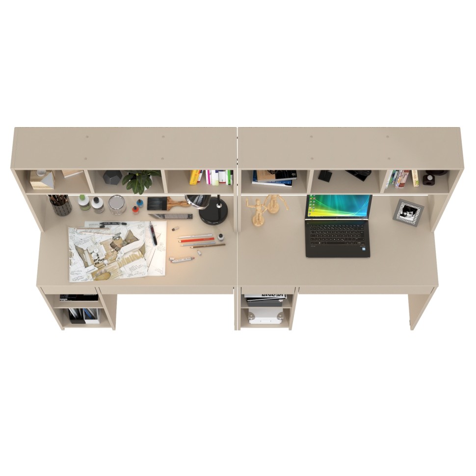 Стол компьютерный Комфорт 12.77F + Стол компьютерный Комфорт 12.77F, цвет сатин, ШхГхВ 200х49,8х147 см., универсальная сборка