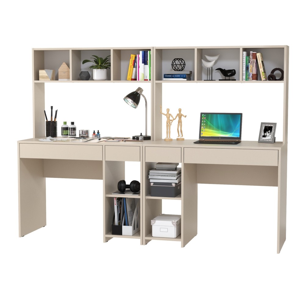 Стол компьютерный Комфорт 12.77F + Стол компьютерный Комфорт 12.77F, цвет сатин, ШхГхВ 200х49,8х147 см., универсальная сборка