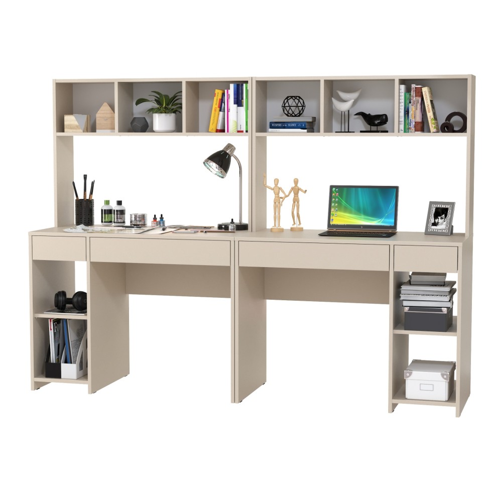 Стол компьютерный Комфорт 12.77F + Стол компьютерный Комфорт 12.77F, цвет сатин, ШхГхВ 200х49,8х147 см., универсальная сборка