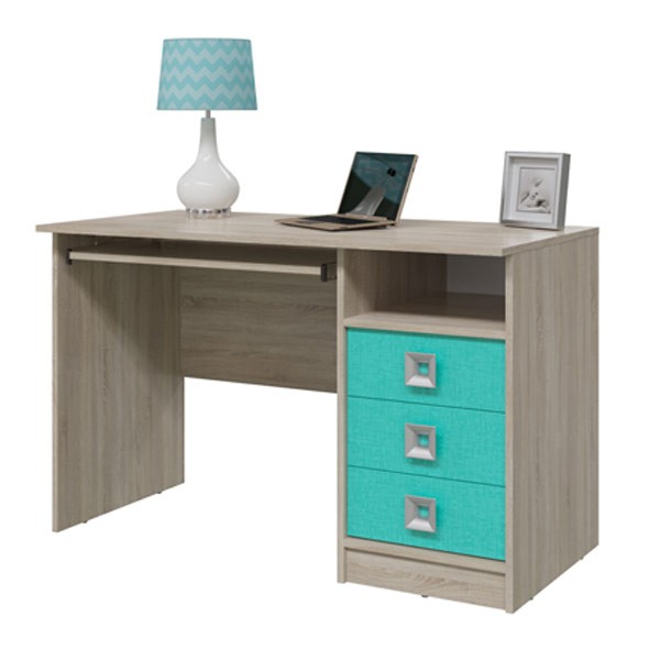 СНЯТО Сити 6-0601дубсон/аква Стол рабочий, цвет дуб сонома/аква, ШхГхВ 120х60х76 см., универсальная сборка