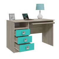 СНЯТО Сити 6-0601дубсон/аква Стол рабочий, цвет дуб сонома/аква, ШхГхВ 120х60х76 см., универсальная сборка