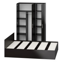 Спальня Стандарт 1-1600, цвет венге, ШхГхВ 163,5х203,5х70 + 135х52х200 см., сп.м. 1600х2000 мм., без матраса, основание есть