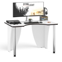 СНЯТО Стол компьютерный С-МД-СК2-1200-750, цвет белый/кромка венге, ШхГхВ 120х75х75 см., опора хром D50 мм., столешница 22 мм. (Стол для геймера)