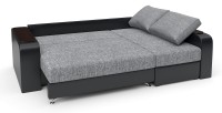 Диван угловой Тибет еврокнижка серая рогожка+черная экокожа