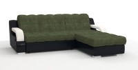 Диван угловой Маэстро Люкс экокожа черный/белый + велюр зеленый