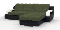 Диван угловой Маэстро Люкс экокожа черный/белый + велюр зеленый