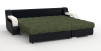 Диван угловой Маэстро Люкс экокожа черный/белый + велюр зеленый