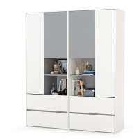 Торонто 13.333 Шкаф для одежды + 13.333 Шкаф для одежды, цвет белый шагрень/стальной серый, ШхГхВ 160х53х195,7 см., универсальная сборка