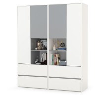 Торонто 13.333 Шкаф для одежды + 13.333 Шкаф для одежды, цвет белый шагрень/стальной серый, ШхГхВ 160х53х195,7 см., универсальная сборка