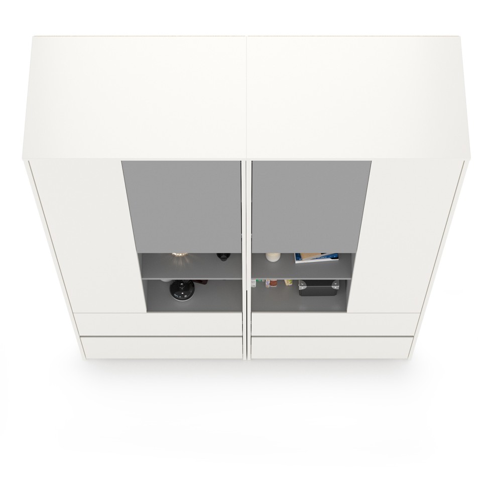 Торонто 13.333 Шкаф для одежды + 13.333 Шкаф для одежды, цвет белый шагрень/стальной серый, ШхГхВ 160х53х195,7 см., универсальная сборка