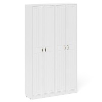 Прихожая П-6 Пенал 4 штуки, цвет белая шагрень/фасады МДФ белое дерево фрезеровка прованс, ШхГхВ 60х35х210 см., универсальная сборка