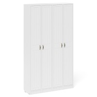 Прихожая П-6 Пенал 4 штуки, цвет белая шагрень/фасады МДФ белое дерево фрезеровка прованс, ШхГхВ 60х35х210 см., универсальная сборка