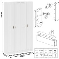 Прихожая П-6 Пенал 4 штуки, цвет белая шагрень/фасады МДФ белое дерево фрезеровка прованс, ШхГхВ 60х35х210 см., универсальная сборка