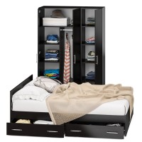 Спальня Стандарт 1-1600Я, цвет венге, ШхГхВ 163,5х203,5х70 + 135х52х200 см., сп.м. 1600х2000 мм., без матраса, основание есть