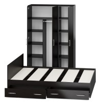 Спальня Стандарт 1-1600Я, цвет венге, ШхГхВ 163,5х203,5х70 + 135х52х200 см., сп.м. 1600х2000 мм., без матраса, основание есть