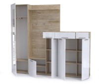 Лайн Прихожая № 10, цвет дуб крафт серый/фасады МДФ белый глянец, ШхГхВ 234,8х35,1х210 см., НЕ универсальная сборка