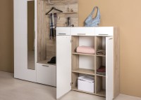 Лайн Прихожая № 10, цвет дуб крафт серый/фасады МДФ белый глянец, ШхГхВ 234,8х35,1х210 см., НЕ универсальная сборка