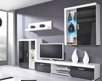 Гостиная Самба МДФ (черная) / Белый Фасадный 0101