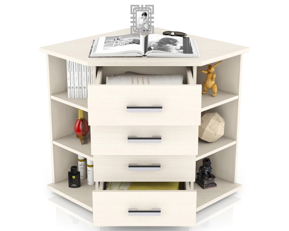 СНЯТО Комод угловой С-МД-К12П (Двенадцать П открытые полки), цвет дуб, ШхГхВ 102х77х79 см., длина по стене 72 см.