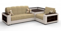 Диван угловой Президент Люкс велюр бежевый + экокожа бежевый