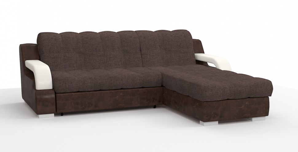 Диван угловой Маэстро Люкс экокожа коричневый + рогожка коричневый