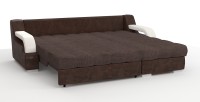 Диван угловой Маэстро Люкс экокожа коричневый + рогожка коричневый