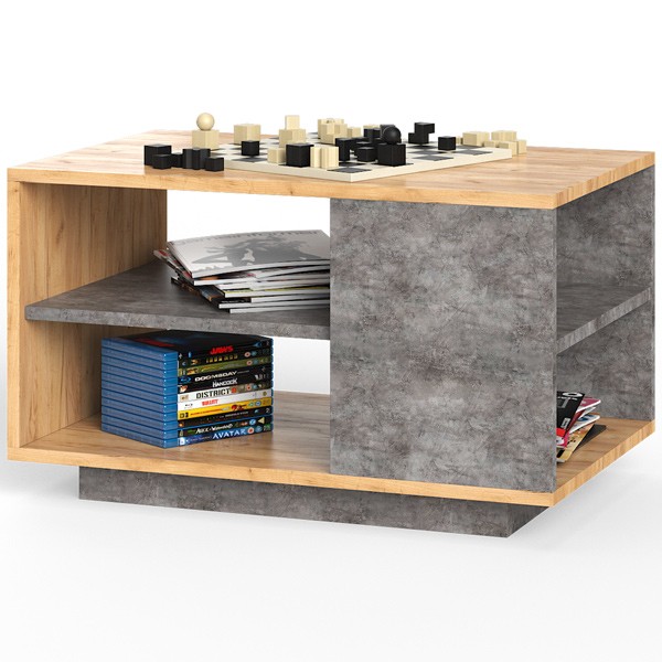 Арчи Стол журнальный 12.01, цвет дуб крафт золотой/камень тёмный, ШхГхВ 78х50х46,1 см.