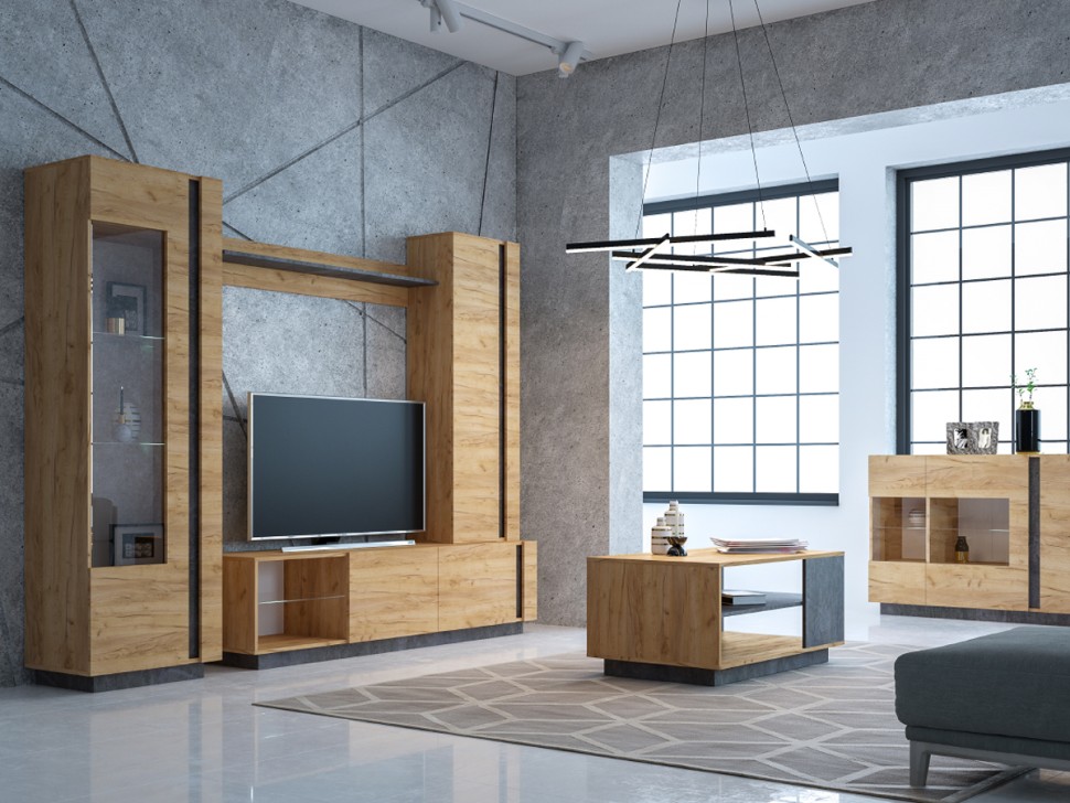 Арчи Стол журнальный 12.01, цвет дуб крафт золотой/камень тёмный, ШхГхВ 78х50х46,1 см.