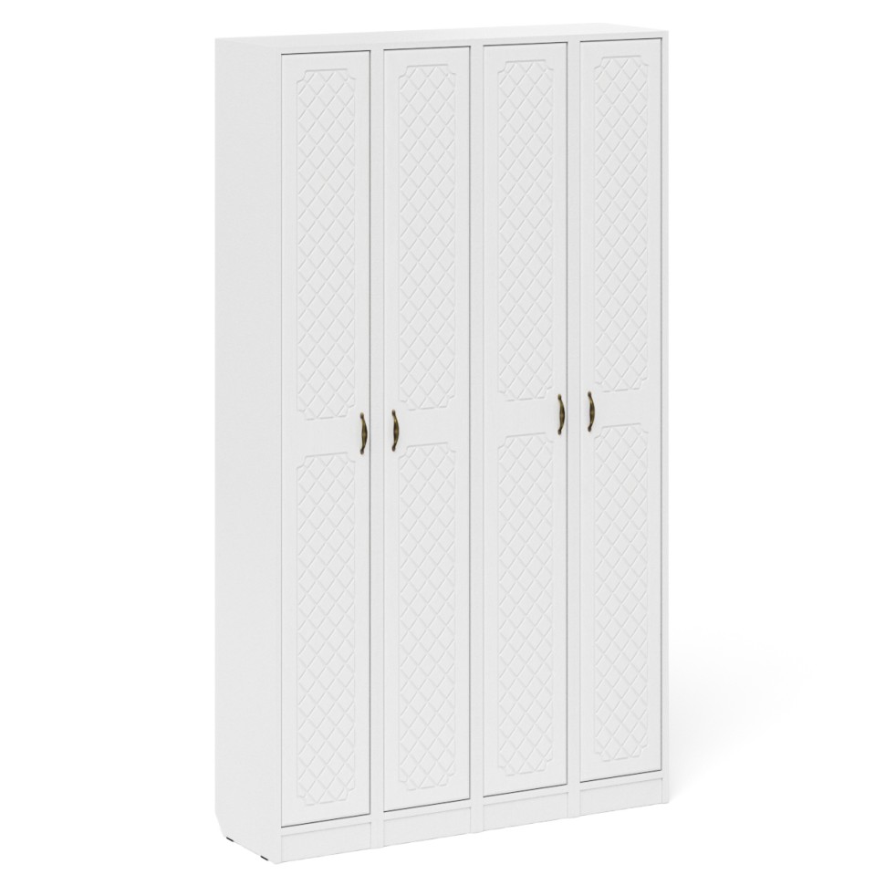 Прихожая П-6 Пенал 4 штуки, цвет белая шагрень/фасады МДФ белое дерево фрезеровка ромб, ШхГхВ 60х35х210 см., универсальная сборка