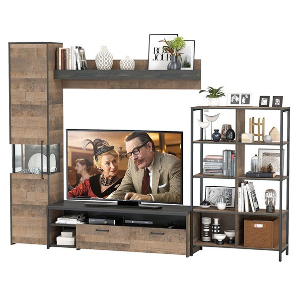 Трувор Гостиная 015, цвет дуб гранж песочный/интра, ШхГхВ 284,6х45,4х210 см., универсальная сборка