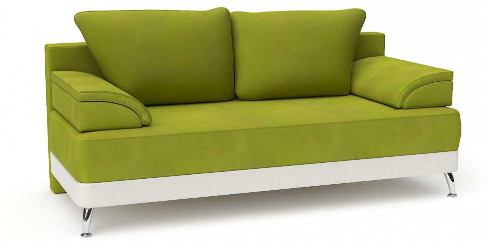 Диван прямой Алиа еврокнижка салатовый велюр+белая экокожа