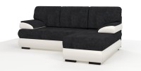 Угловой диван Фиджи велюр черный + экокожа белый
