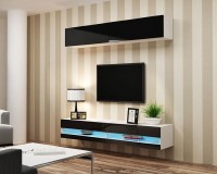 Гостиная Виго нью 12 МДФ (черная) / Белый Фасадный 0101