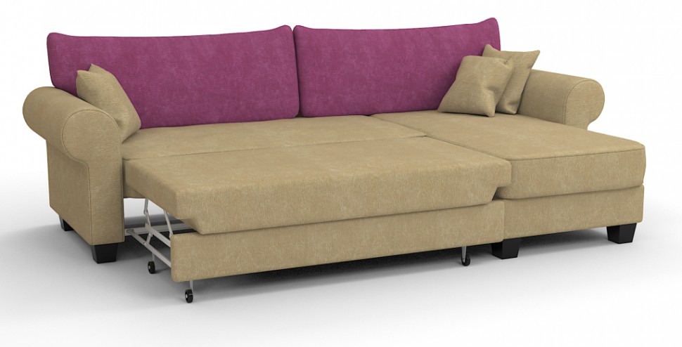 Диван угловой Милфорд Люкс велюр бежевый+розовый