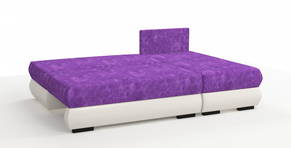 Угловой диван Фиджи велюр фиолетовый + экокожа белый