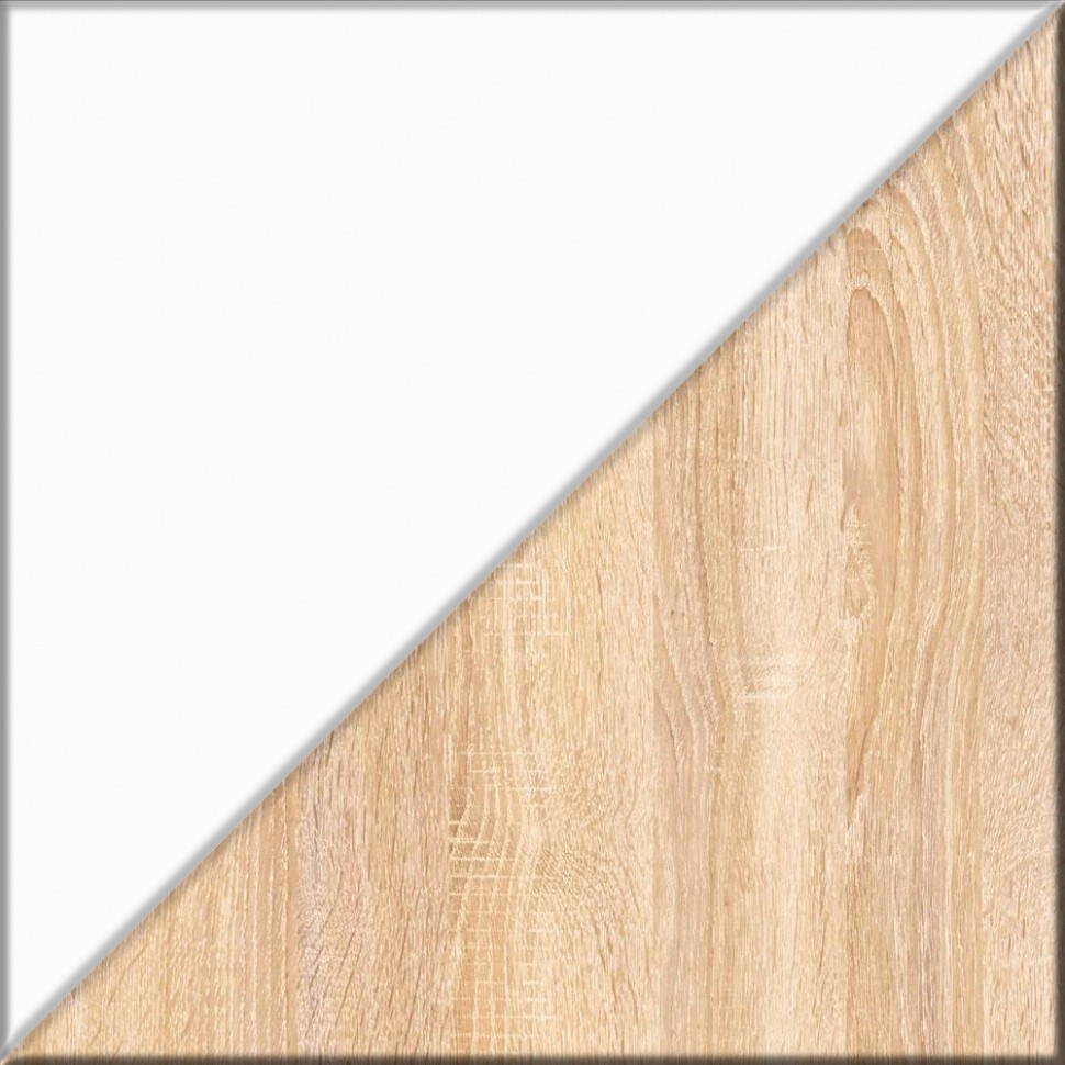 Прихожая П-6 Компоновка № 51, цвет дуб сонома/фасады МДФ белое дерево фрезеровка ромб, ШхГхВ 200х50х210 см., универсальная сборка