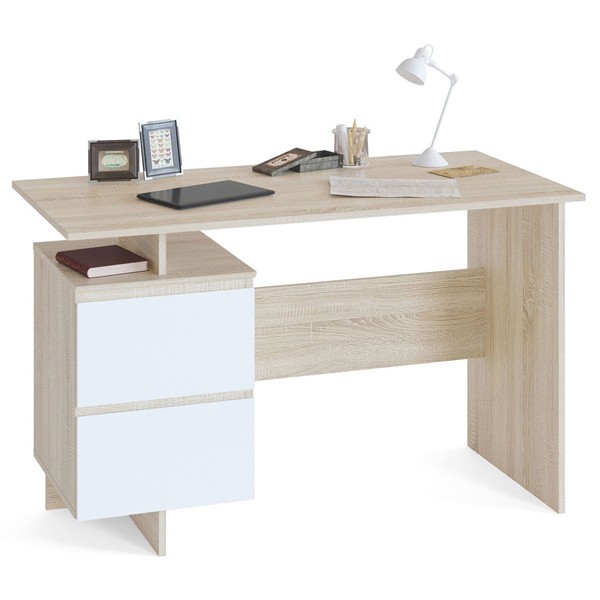 Стол компьютерный Сокол СПМ-19, цвет дуб сонома/белый, ШхГхВ 120х60х74 см., письменный стол, универсальная сборка