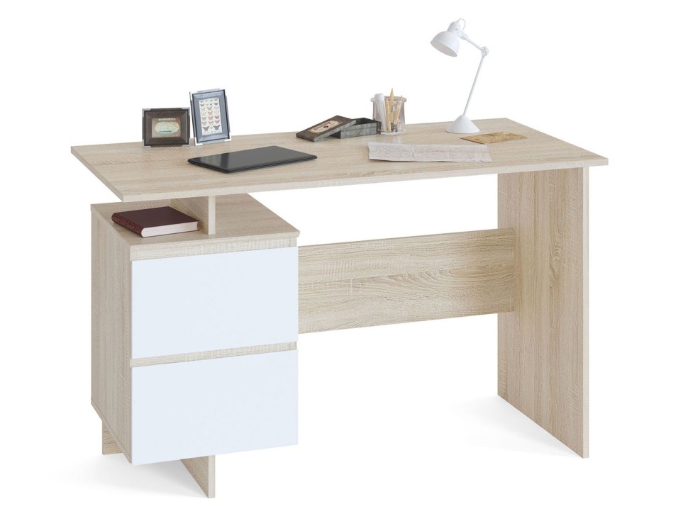 Стол компьютерный Сокол СПМ-19, цвет дуб сонома/белый, ШхГхВ 120х60х74 см., письменный стол, универсальная сборка