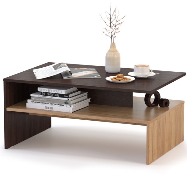 СНЯТО Лайт Стол журнальный 03.234, цвет венге/дуб крафт золотой, ШхГхВ 90х60х42,3 см.