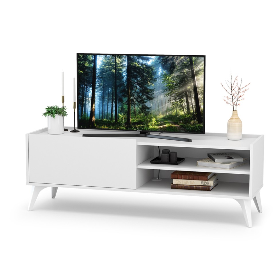 СНЯТО НСН Муссон Кровать 11.28 + под. ортопед + 13.97 + Зеркало СВК + Тумба ТВ 13.282, белый/дуб эндгрейн элегант/кожзам белый, 1600х2000 мм., б/м