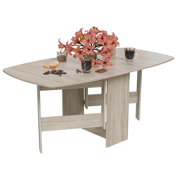 Стол-книжка раскладной 1-65М1дубсон, цвет дуб сонома, ШхГхВ 170х90х74 см., 30х90х74 см. сложенный