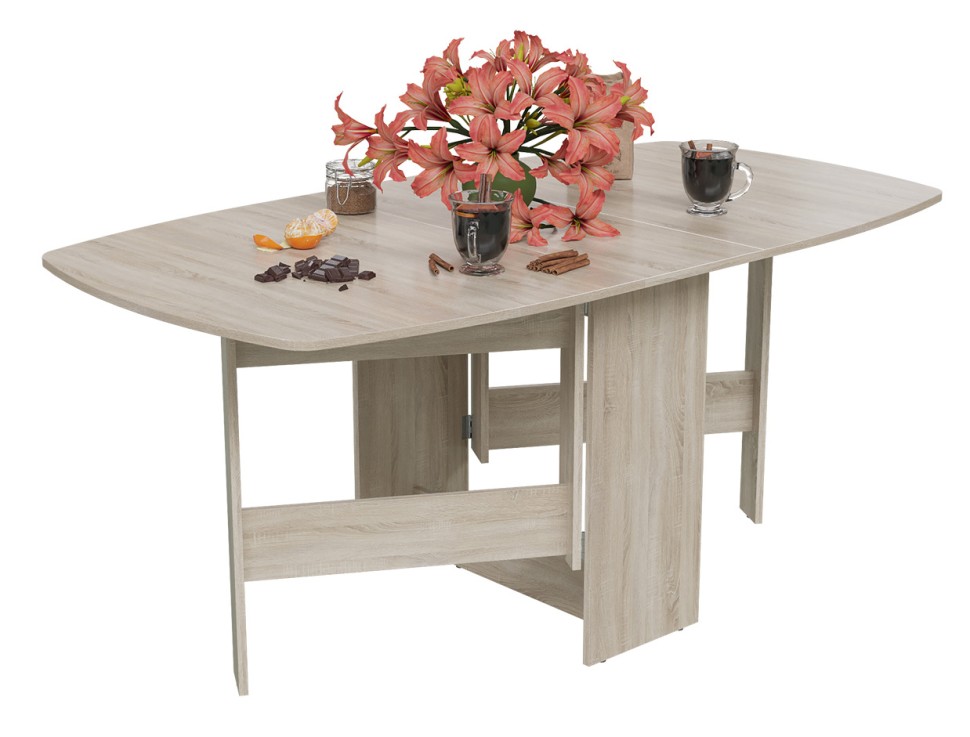 Стол-книжка раскладной 1-65М1дубсон, цвет дуб сонома, ШхГхВ 170х90х74 см., 30х90х74 см. сложенный