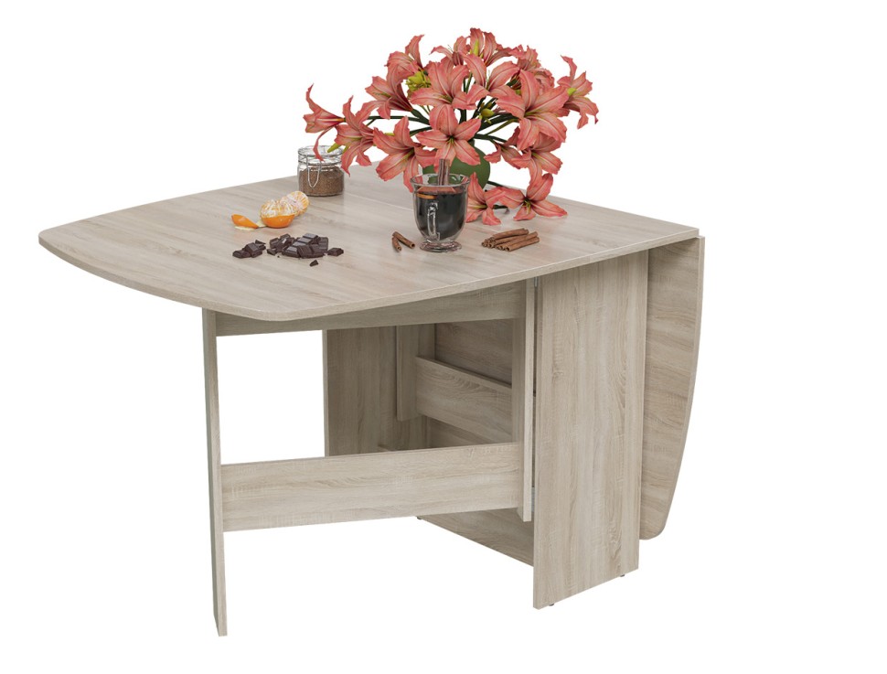 Стол-книжка раскладной 1-65М1дубсон, цвет дуб сонома, ШхГхВ 170х90х74 см., 30х90х74 см. сложенный