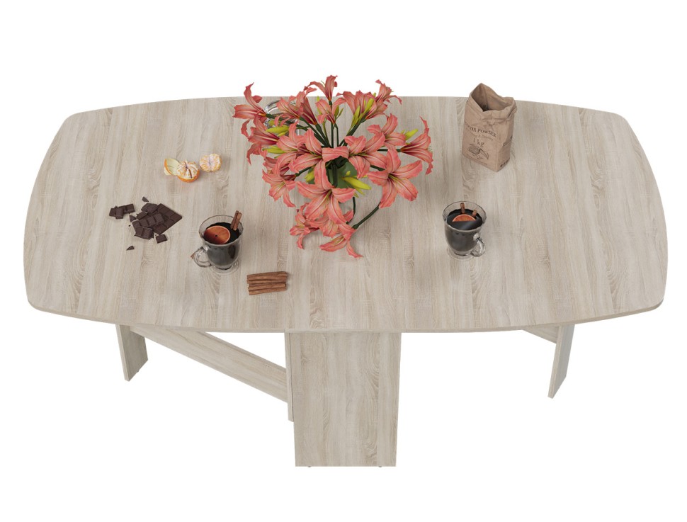 Стол-книжка раскладной 1-65М1дубсон, цвет дуб сонома, ШхГхВ 170х90х74 см., 30х90х74 см. сложенный