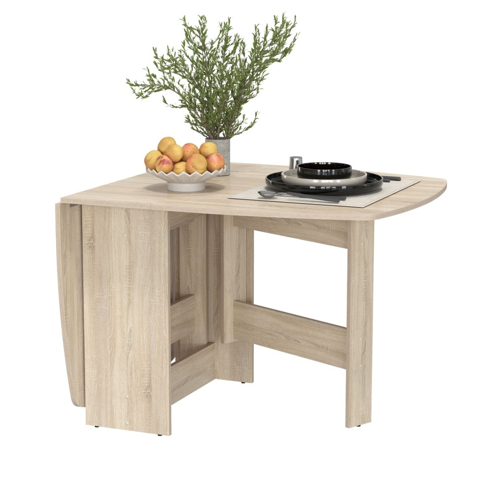 Стол-книжка раскладной 1-65М1дубсон, цвет дуб сонома, ШхГхВ 170х90х74 см., 30х90х74 см. сложенный