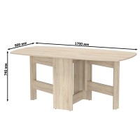 Стол-книжка раскладной 1-65М1дубсон, цвет дуб сонома, ШхГхВ 170х90х74 см., 30х90х74 см. сложенный