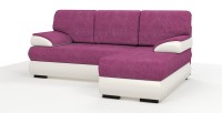 Угловой диван Фиджи велюр розовый + экокожа белый