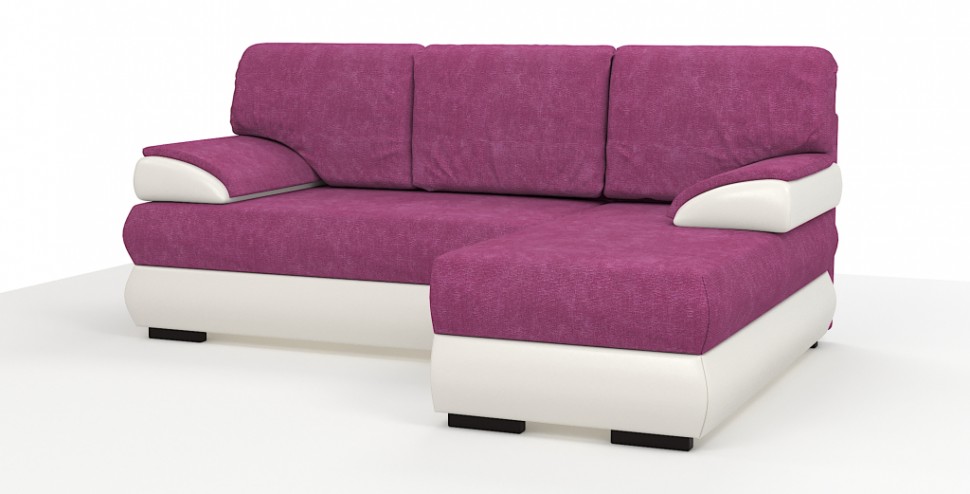 Угловой диван Фиджи велюр розовый + экокожа белый
