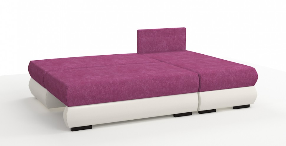 Угловой диван Фиджи велюр розовый + экокожа белый